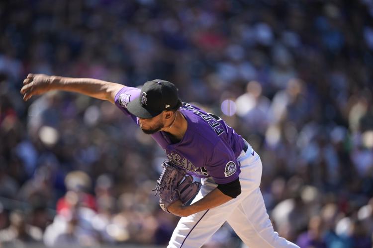 Rockies' pitchers show off basketball jerseys