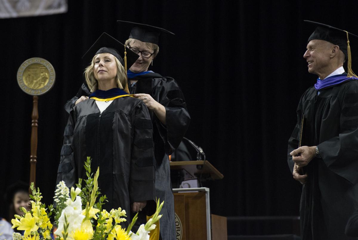 Highlights from the University of Colorado at Colorado Springs' morning commencement ceremonies Friday, May 12, 2017, at the Broadmoor World Arena in Colorado Springs. A record 1,532 students received their degrees this Spring. (The Gazette, Christian Murdock)