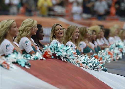 Miami Dolphins cheerleaders perform prior to the game against the