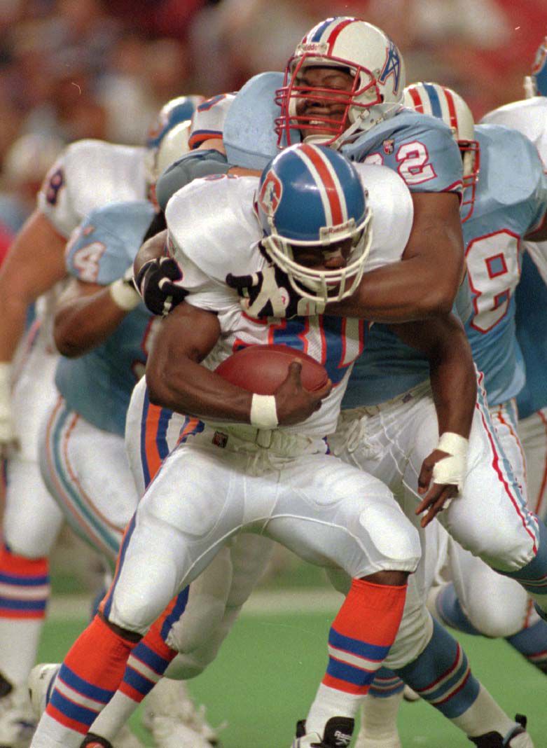 Terrell Davis, 2,800 Yard Rusher by Rick Brown  Denver broncos players, Denver  bronco cheerleaders, Denver broncos team