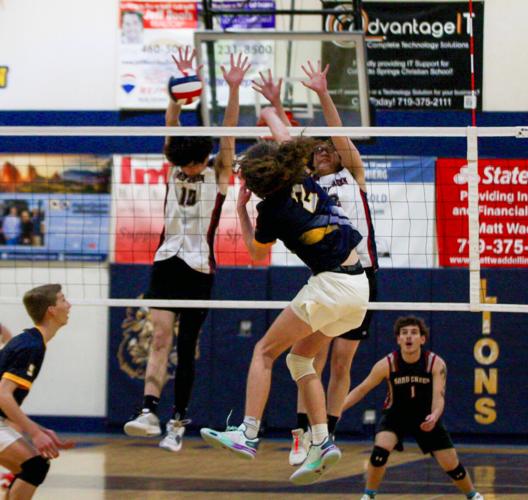 Sand Creek CSCS volleyball Lions spike