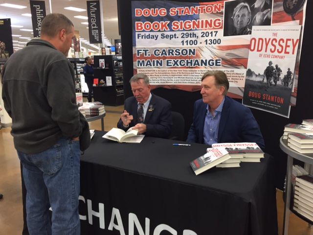 Author Doug Stanton visits Fort Carson, signs new book with Black Forest man who's in it