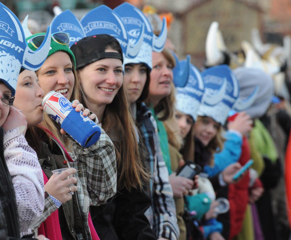 Parade goers line the streets during the Ullr Fest Parade Thursday, Jan. 10, 2013, along Main Street in Breckenridge, Colo. The 50th anniversary of the winter festival continues Friday with comedy night at the Beaver Run Resort. Ice skating and an Ullr fashion show highlights the events on Saturday. For more information visit: www.ullrfest.com. (The Gazette, Christian Murdock)