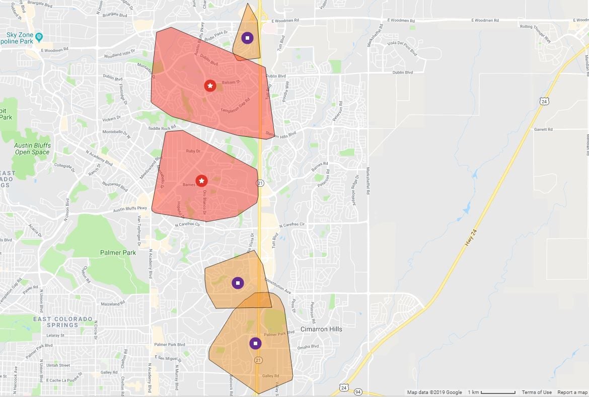 Strong winds blast northeast Colorado Springs, downing power poles ...