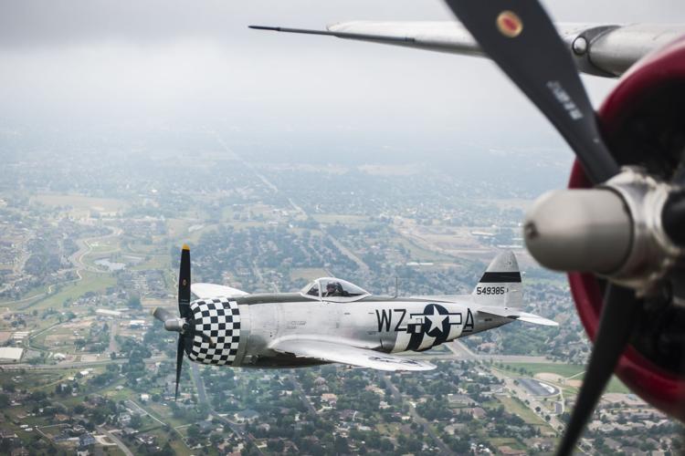 WWII bomber flight signals approach of air show