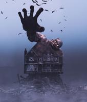 Monster With Haunted House On Human Bones Scene,3d Rendering