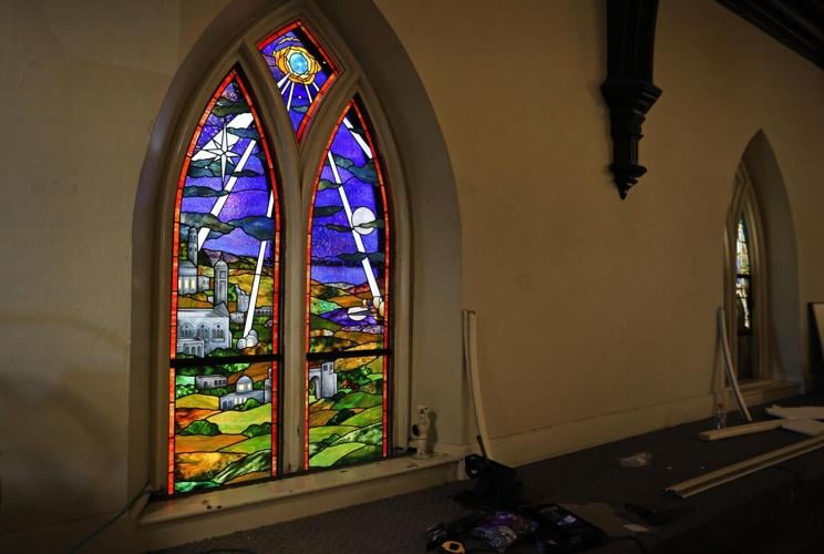 Window on creation On Easter Sunday, downtown Janesville church