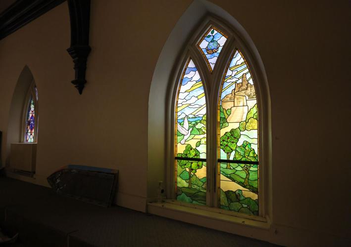 Window on creation On Easter Sunday, downtown Janesville church