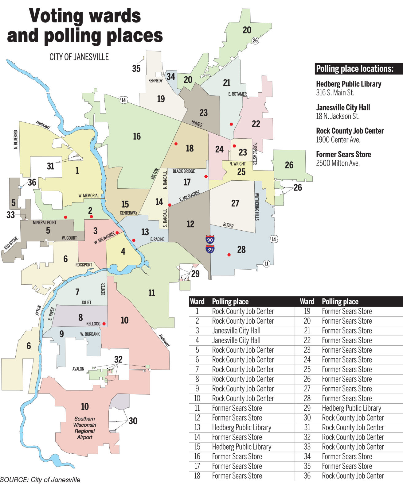 Janesville voting wards and polling places | Spring 2020 General Election |  gazettextra.com, image size:1312x1578