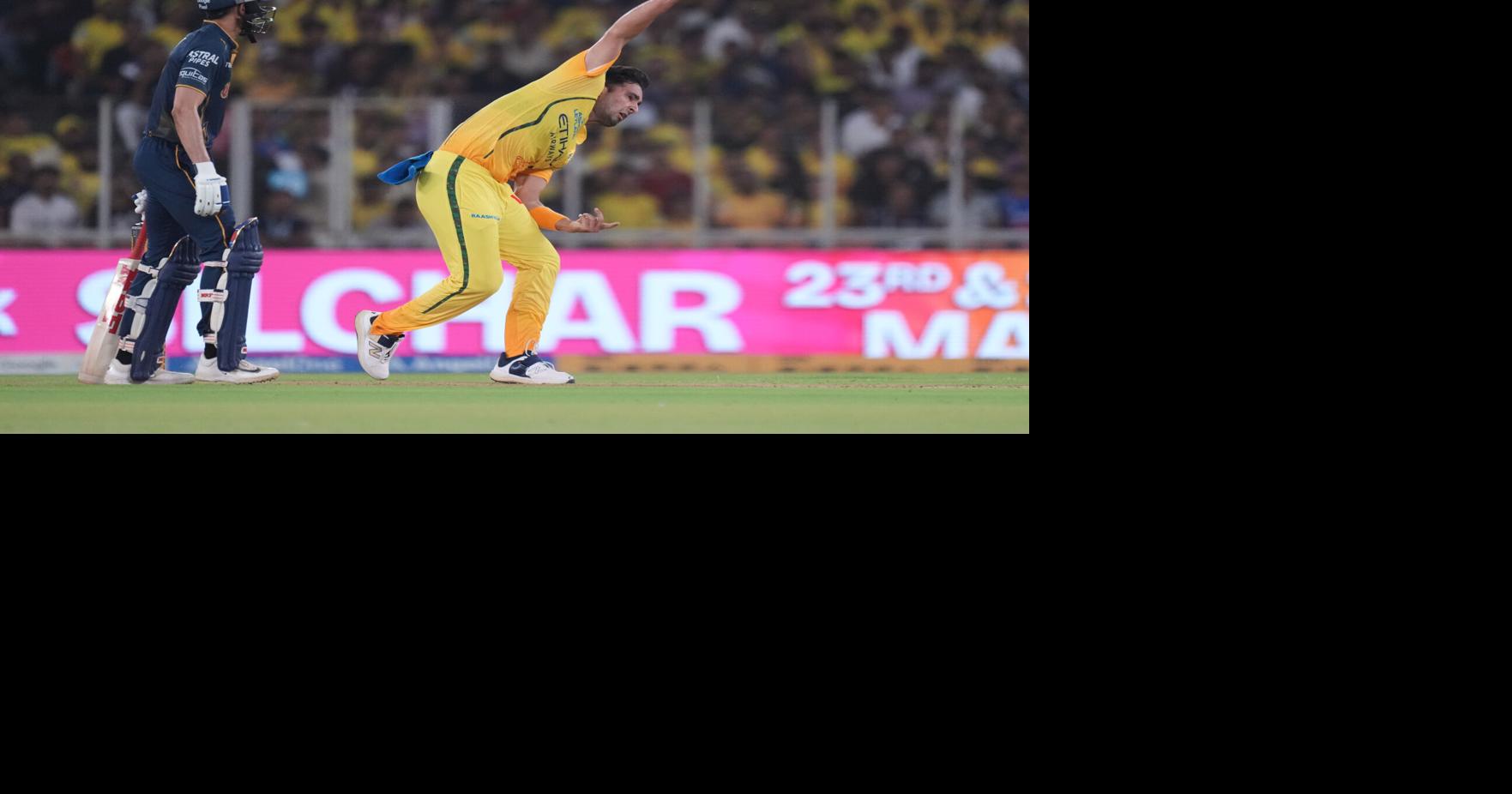 CSK’s Anshul Kamboj Bowls Against Gujarat Titans in IPL Match