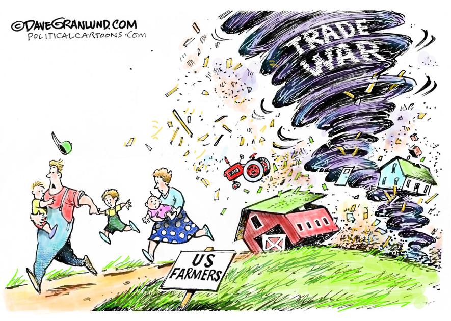 Trade war tornado Political cartoons