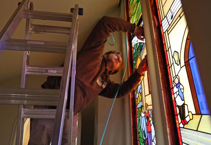 Window on creation On Easter Sunday, downtown Janesville church