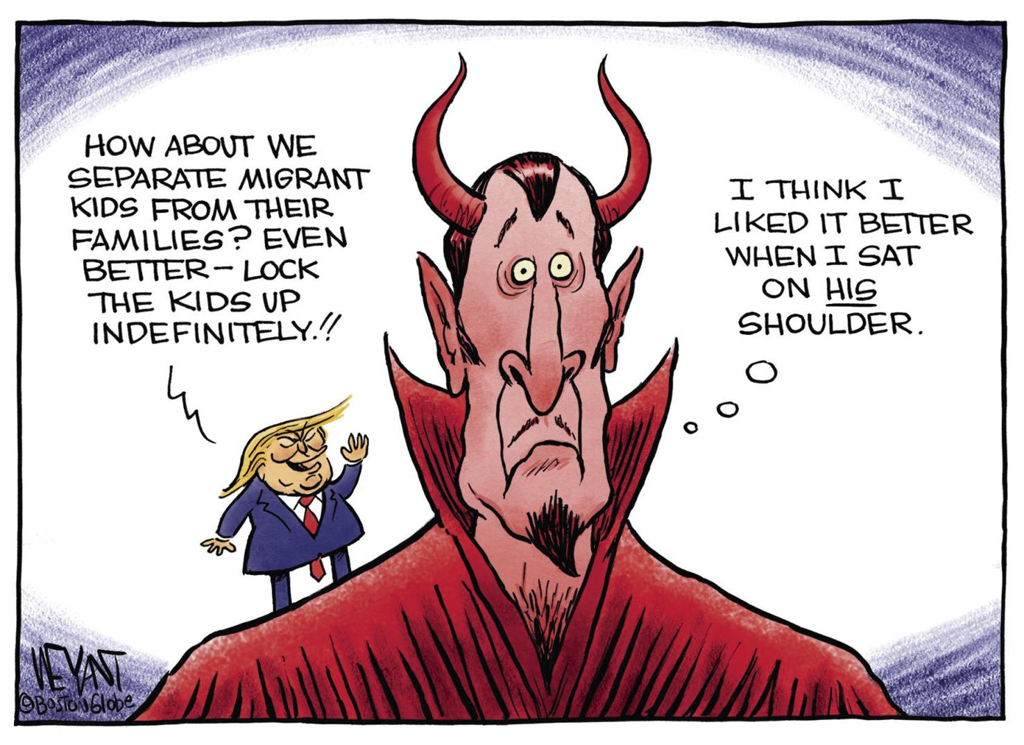 Trump whispering in devil's ear Political cartoons