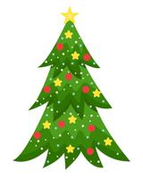 New Year S Festive Tree Decorated With Lights And A Garland. Isolated Evergreen Christmas Tree. Gree
