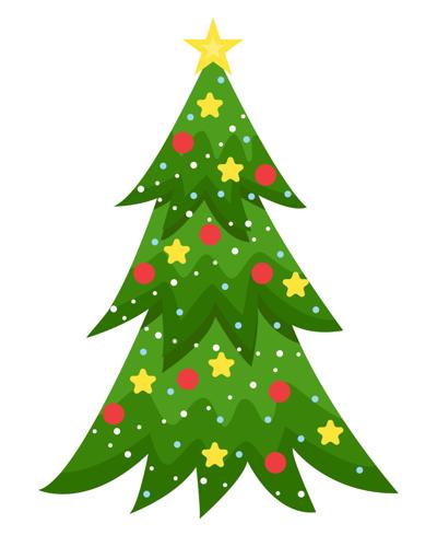 New Year S Festive Tree Decorated With Lights And A Garland. Isolated Evergreen Christmas Tree. Gree