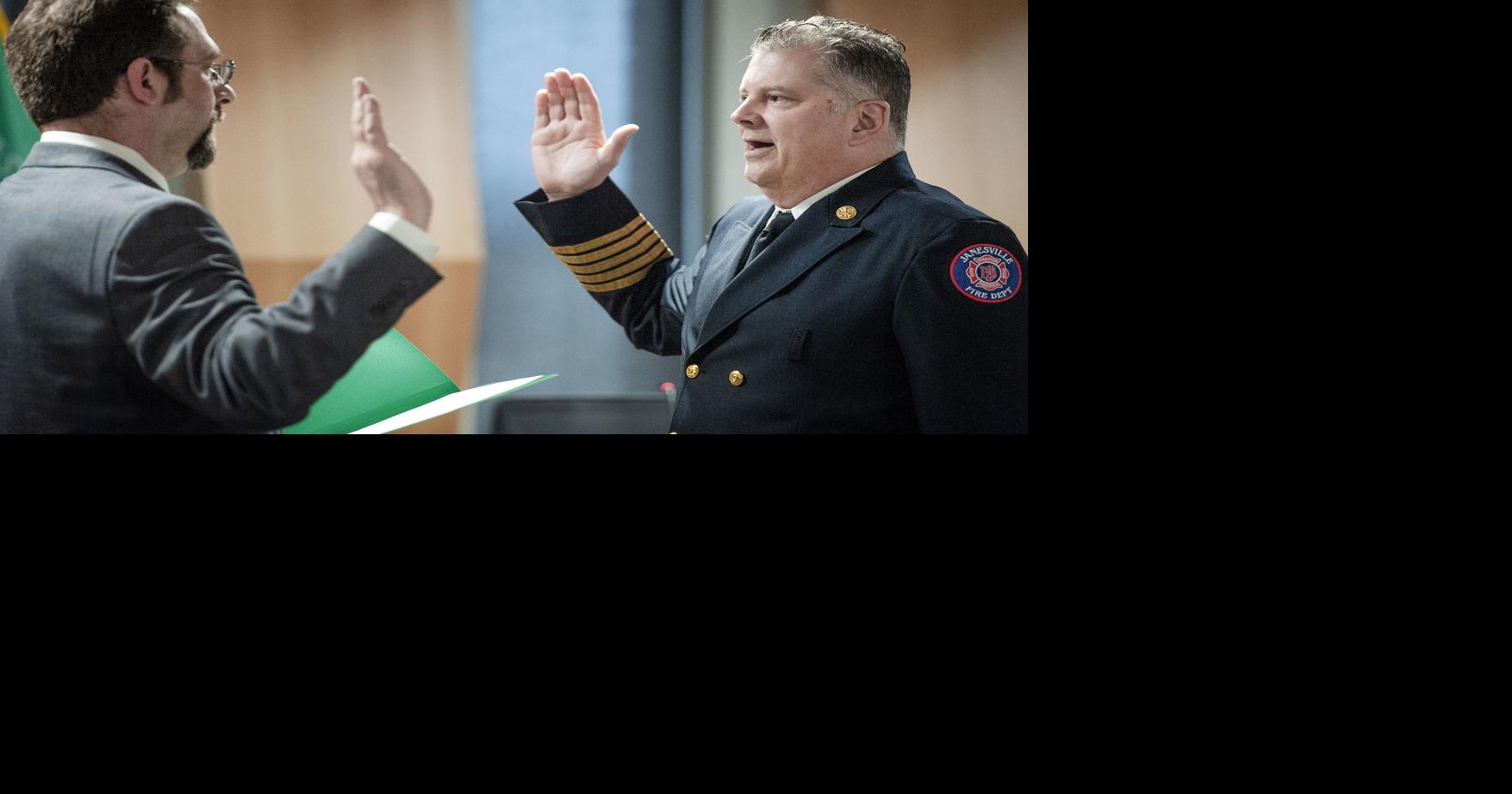 Rhodes sworn in as new Janesville fire chief | Government | gazettextra.com