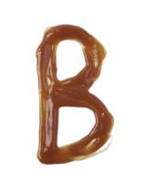 Single Latin Letter B Made Of Smeared Food Sauce Isolated Over The White Background