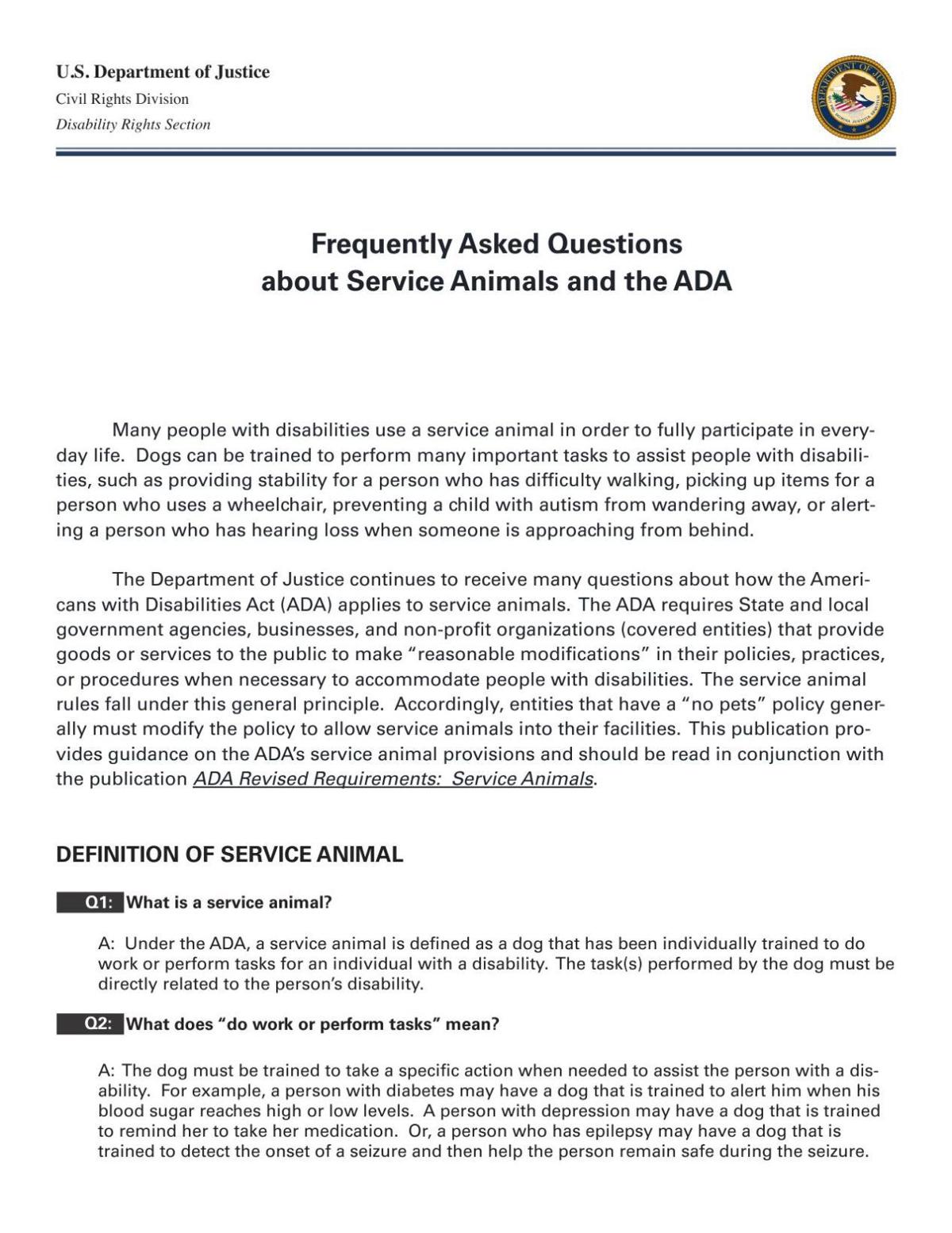 americans with disabilities act frequently asked questions