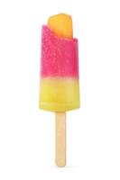 Red And Yellow Bitten Ice Pop Or Popsicle Isolated On White Background With Clipping Path