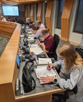 City of ����Vlog��ý GM-JATCO Redevelopment Advisory Committee member Erin Klipstein marks spots on a map of the former General Motors assembly plant site that she thinks show opportunity for redevelopment and liabilities at the site. It was part of the 11-person GM panel's work Wednesday as the group launched a more than year-long project to redevelop the blighted site. In June, the panel begins hosting public engagement sessions. - Neil Johnson neil.johnson@apg-sw.com 