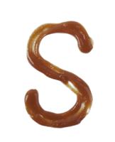 Single Latin Letter S Made Of Smeared Food Sauce Isolated Over The White Background