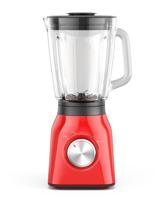 Red Blender appliance with glass container isolated on white background. 3d realistic rendering of e