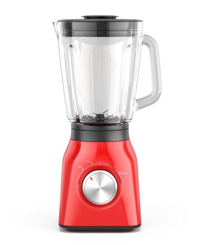 Red Blender appliance with glass container isolated on white background. 3d realistic rendering of e