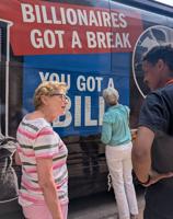 National 'Families Over Billionaires' bus tour stops in ����Vlog��ý, slams Trump corporate tax cuts