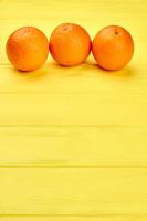 Ripe Oranges And Copy Space. Fresh Oranges Citrus Fruits On Wooden Table With Space For Text. Health