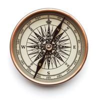 Vintage compass isolated on white background