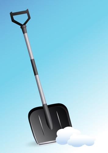 Clearing snow with a shovel, illustration