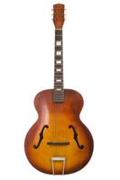 Beautiful antique acoustic guitar isolated on white background