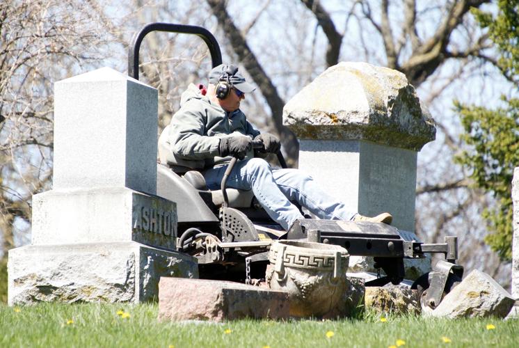 Spring cleanup at Oak Hill Cemetery