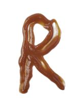 Single Latin Letter R Made Of Smeared Food Sauce Isolated Over The White Background