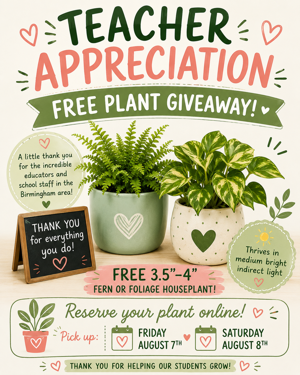 Andy’s Garden Center Hosts Free Plant Giveaway for Birmingham-Area School Employees to Kick Off the New School Year