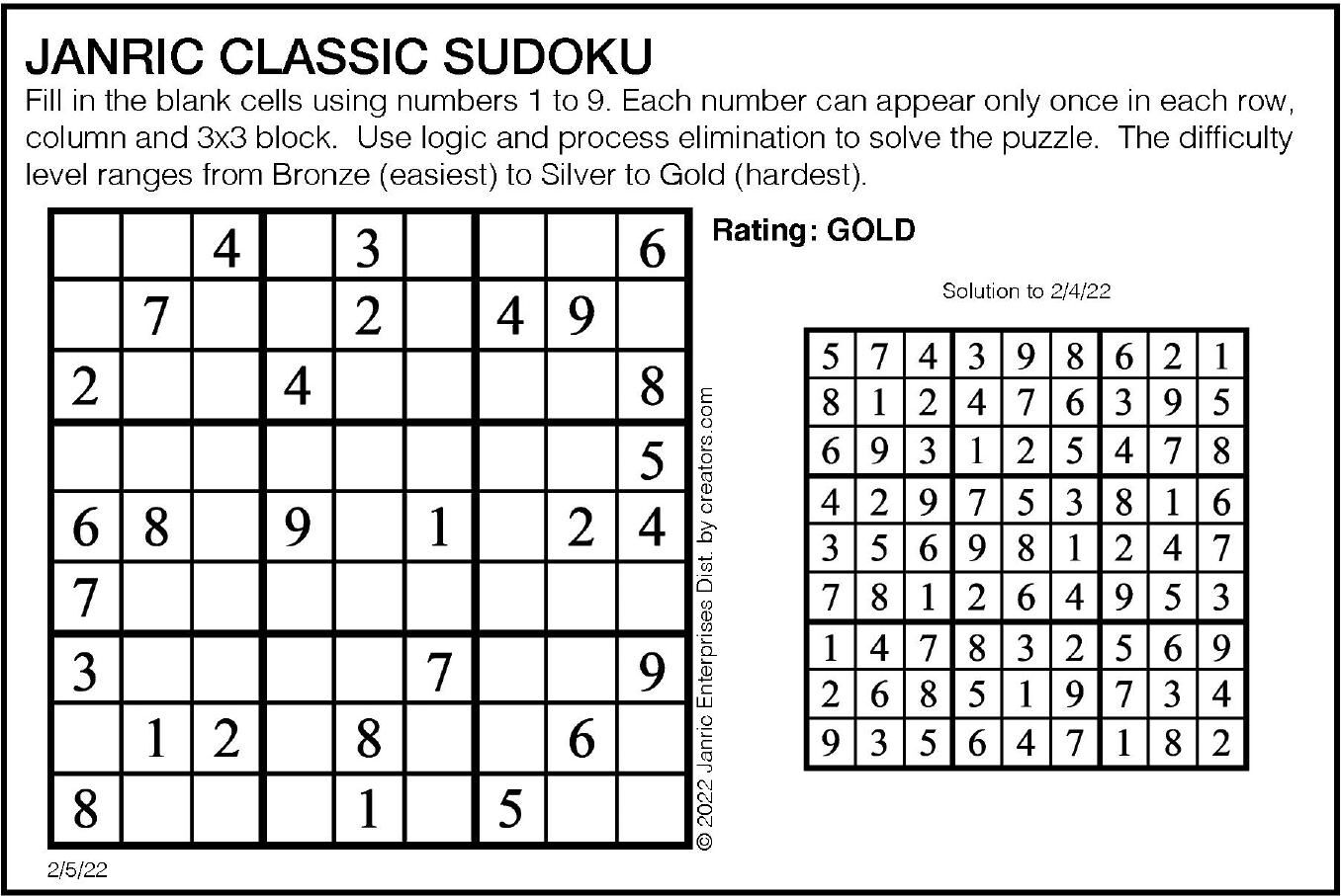 June 30 Sudoku | Puzzles | gillettenewsrecord.com