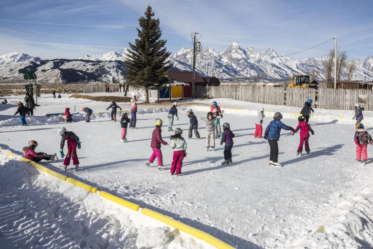 Kelly students skate on rink made and maintained by Thomasma family