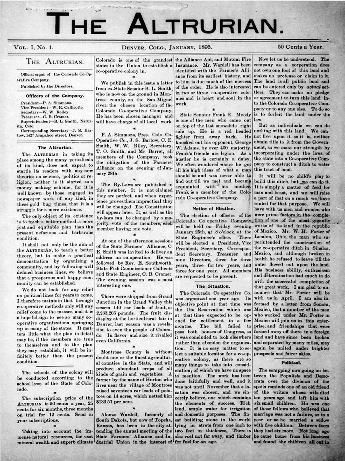 Nucla’s cooperative roots were part of 19th century movement Western