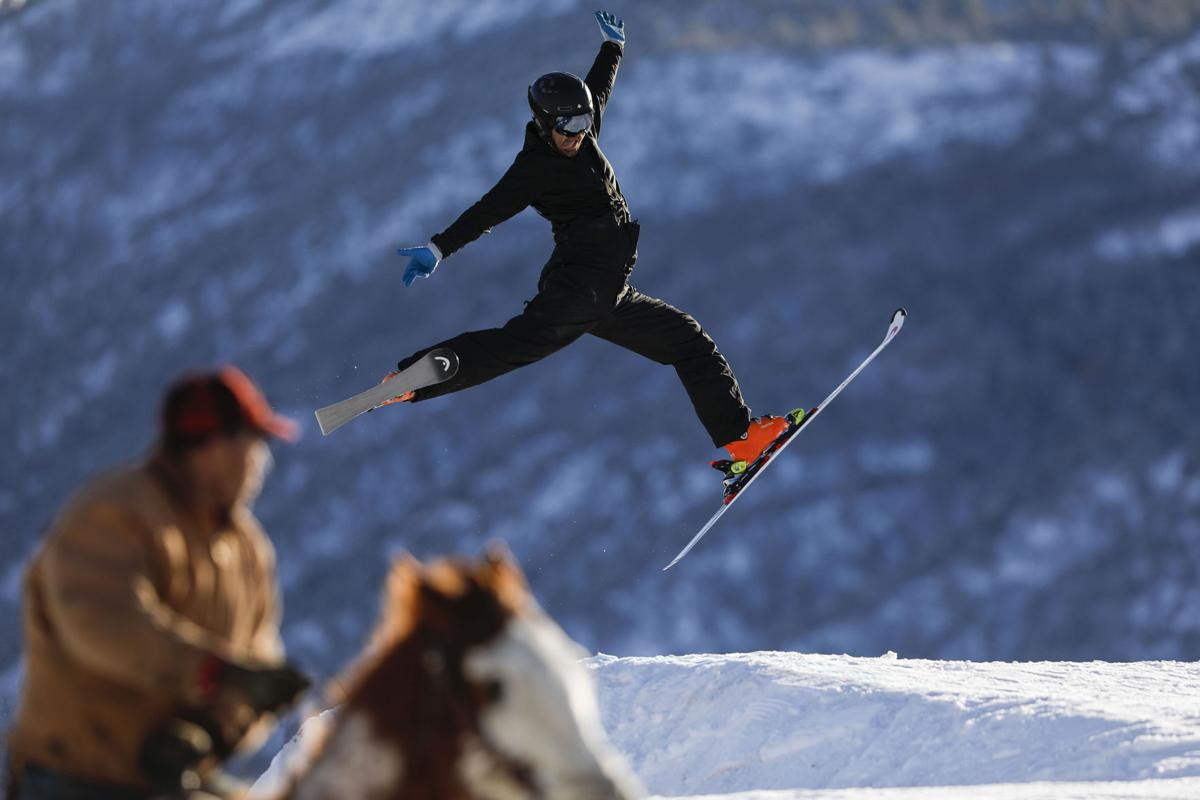 'Horses and skiers together' Outdoors