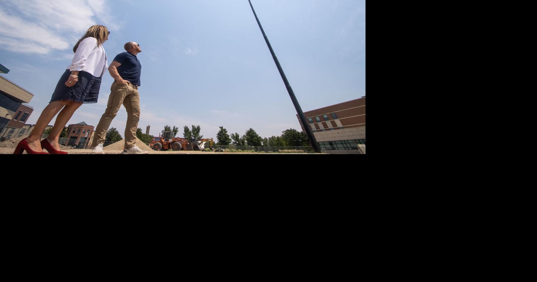 Rising to the occasion: Well-known flagpole has new home at CMU