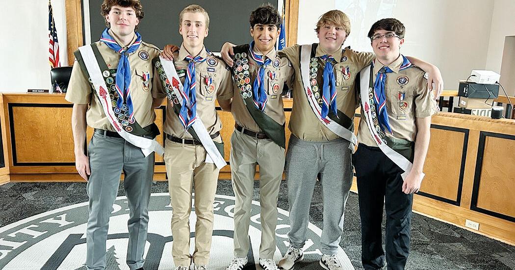 Boy Scout Troop 852 celebrates five new Eagle Scouts
