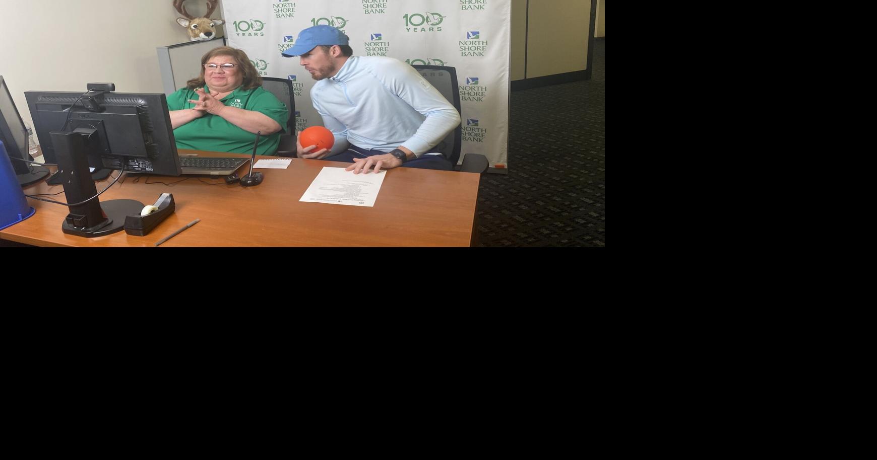 Pat Connaughton surprises North Shore Bank video teller customers