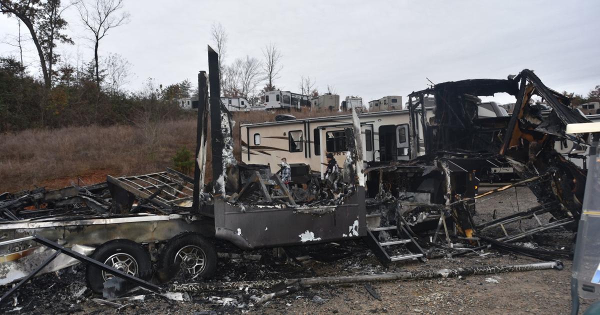 Exploding Camp Ground Explosion destroys camping trailers at Ringgold business