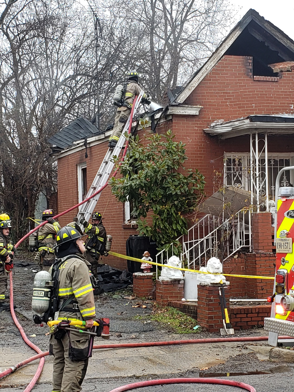 Fire rekindles at Danville home destroyed by flames Monday night