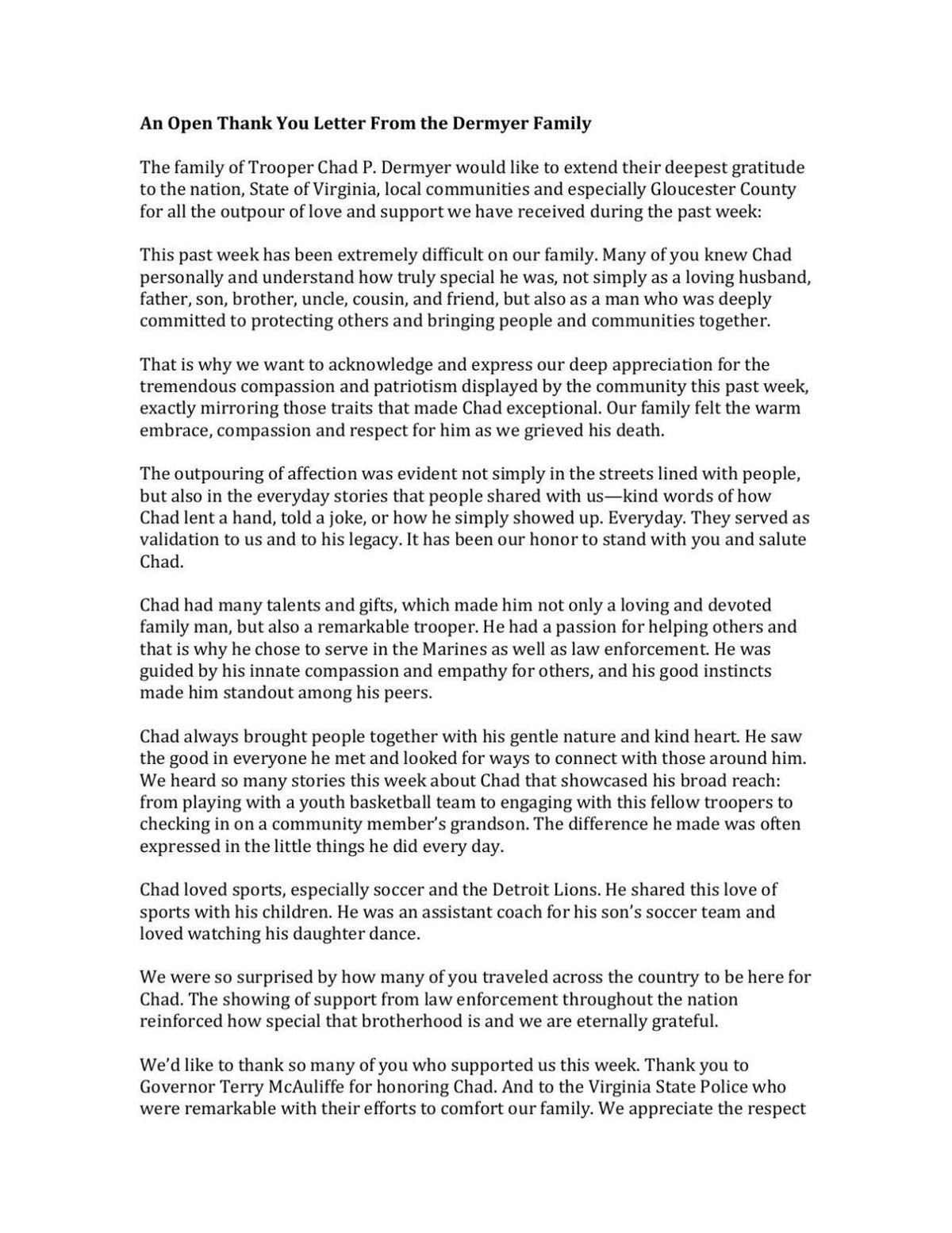 Letter From The Dermyer Family State Region Godanriver Com