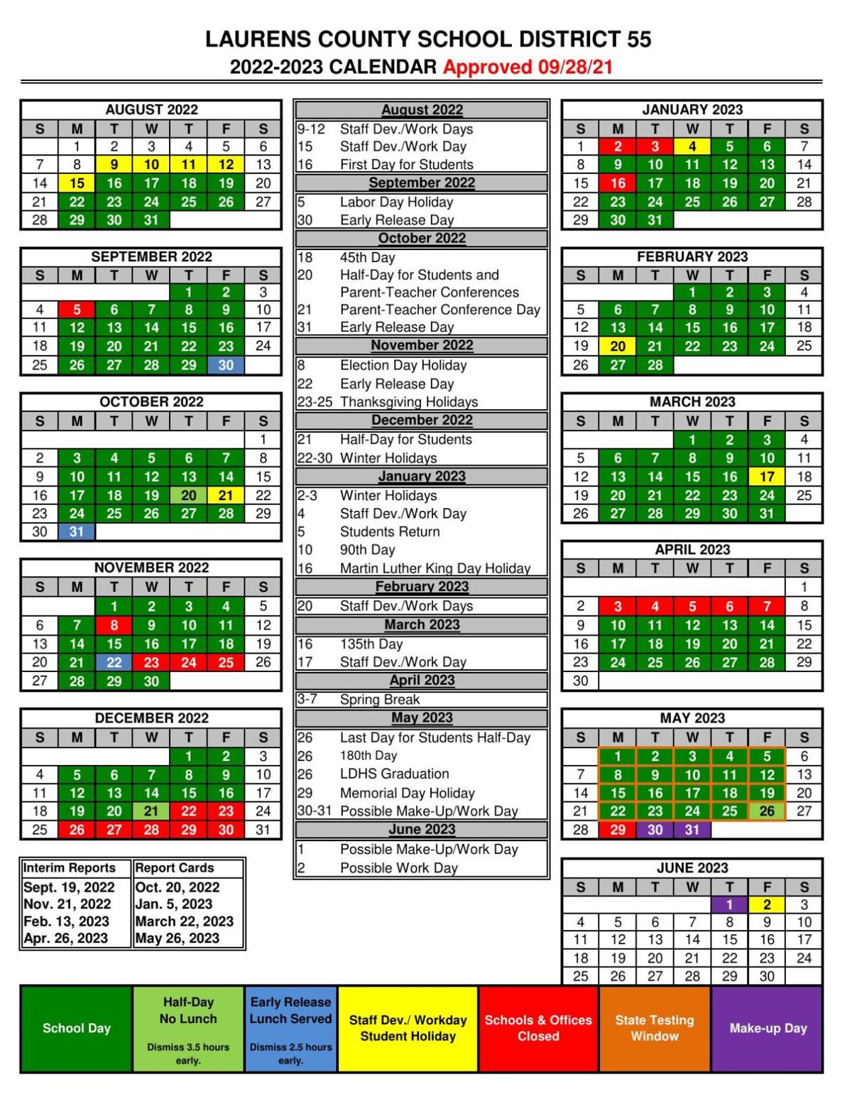 District 65 Calendar 2022 23 School Calendar 22-23 | | Golaurens.com