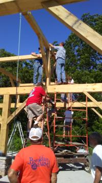 An old-fashioned barn raising