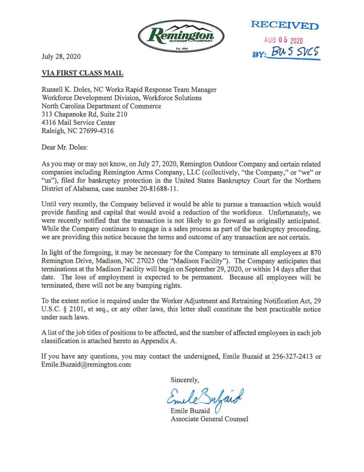 list of outdoor companies on Remington Outdoor Warn Act Notice Greensboro Com