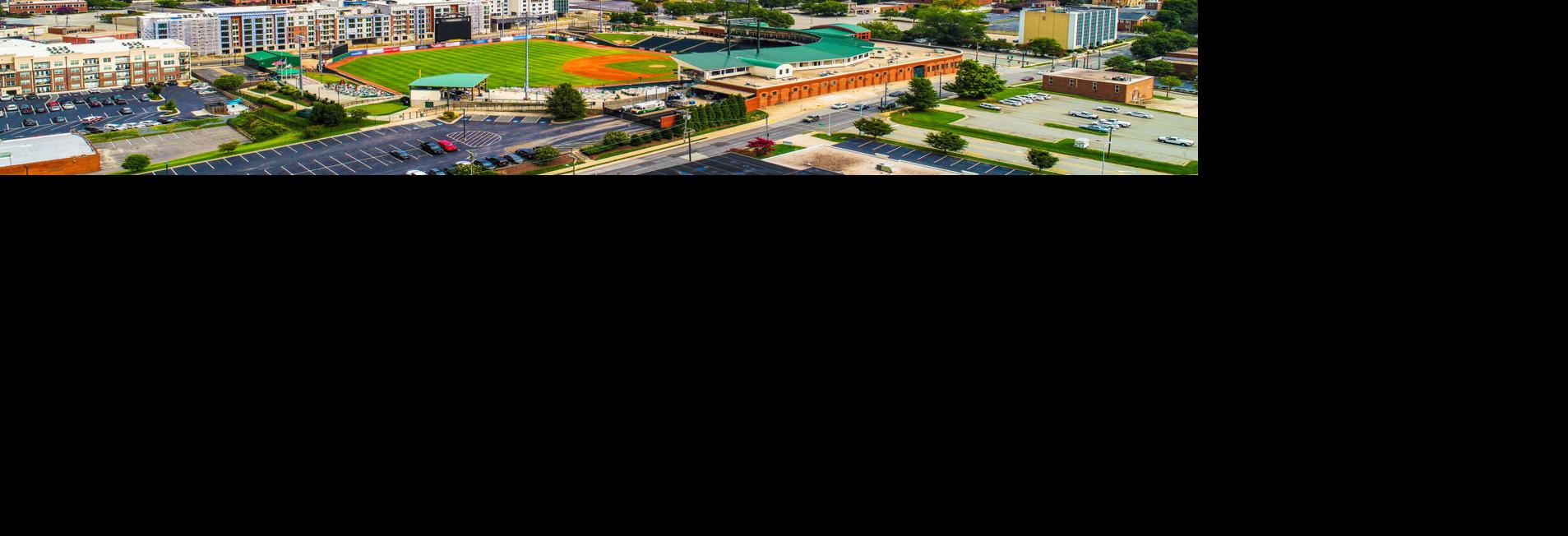 Aerial of Downtown Greensboro North Carolina NC Skyline