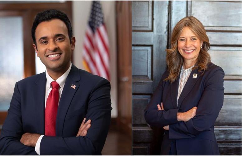 Photos provided by Vivek Ramaswamy and Amy Acton campaigns for Ohio governor